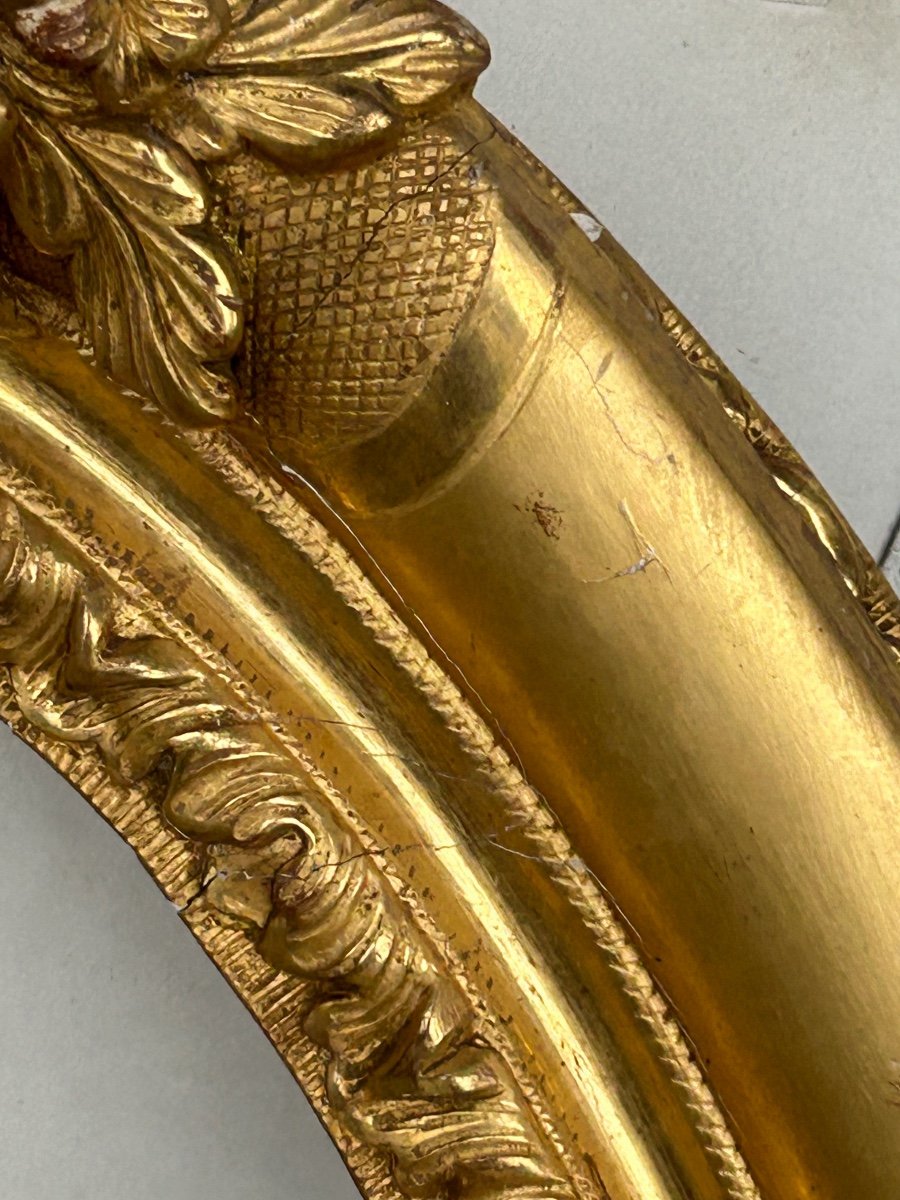 Important Oval Frame In Golden Wood From The Regency Period - 18th Century -photo-6