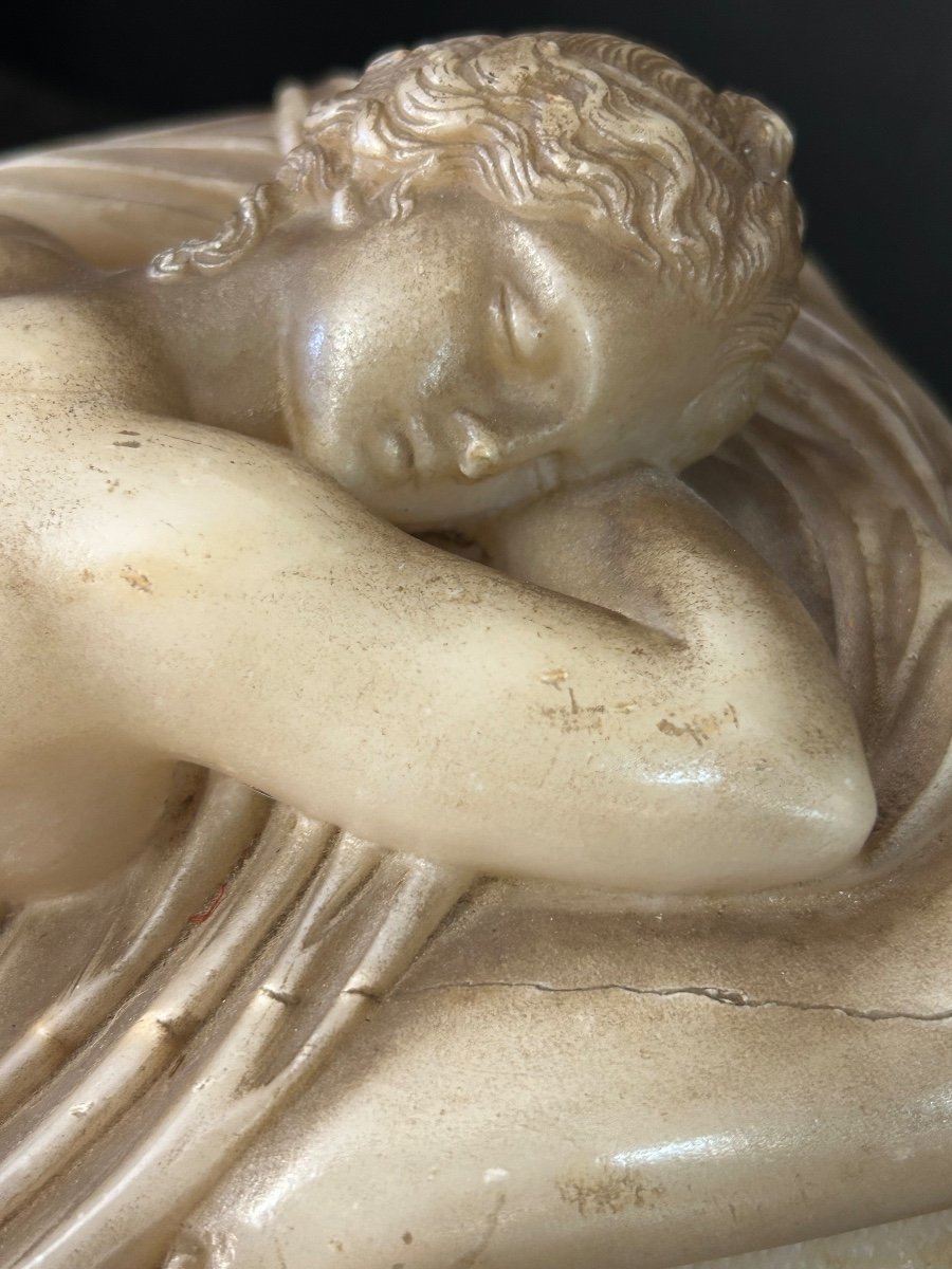 Hermaphrodite Endormi - Sculpture En Albâtre D’après L’antique D’époque Empire Début XIXéme-photo-8