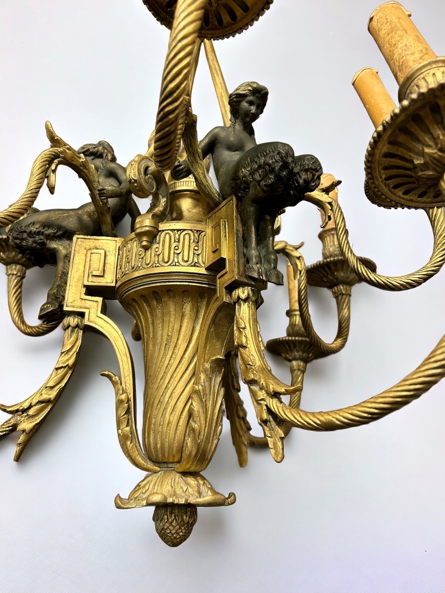 Louis XVI Style Chandelier In Gilt And Patinated Bronze From Napoleon III Period -photo-2