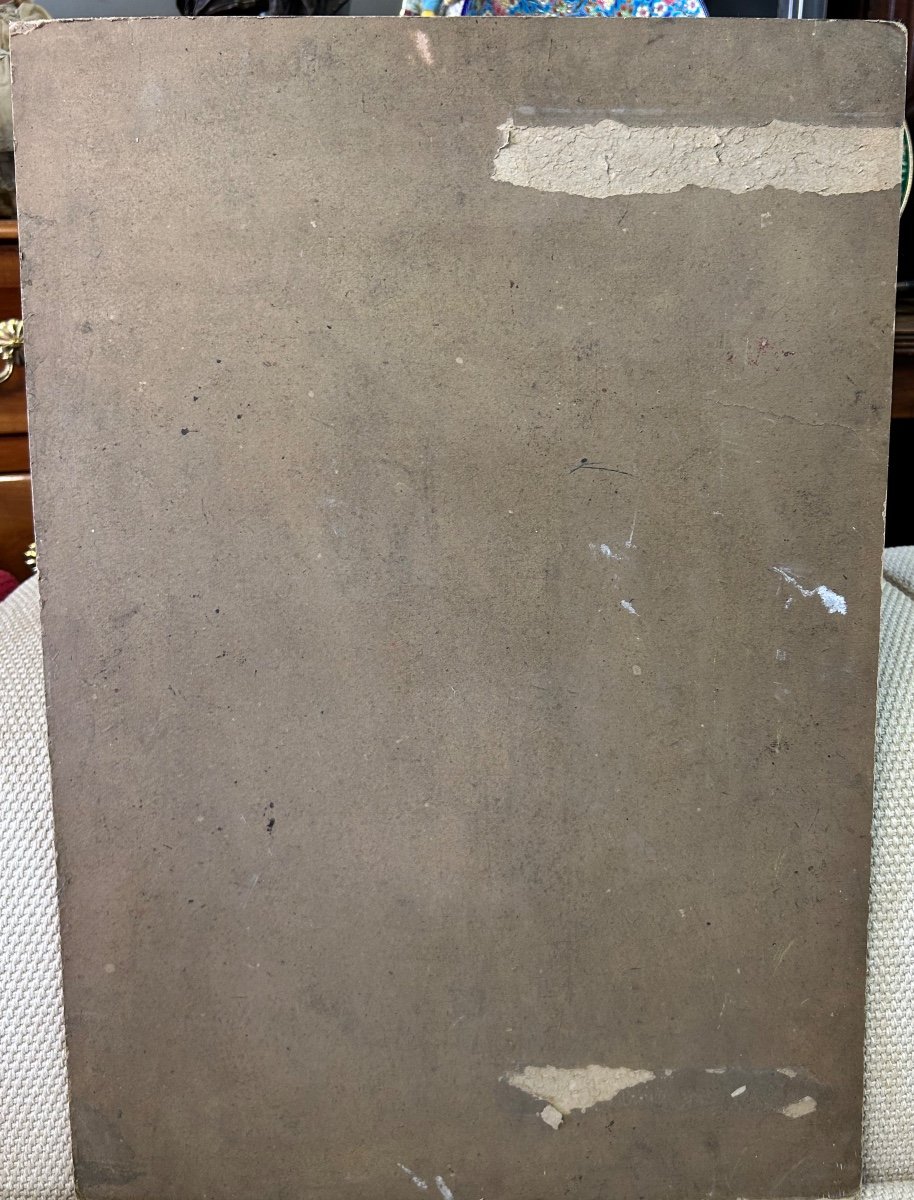 Curious Study Of Nude - Painting On Cardboard Late 19th Century -photo-7