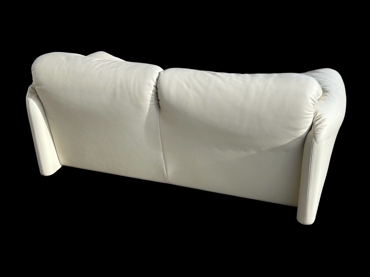 Maralunga White Leather Sofa By Vico Magistretti For Cassina, 1970s No. 2 -photo-6