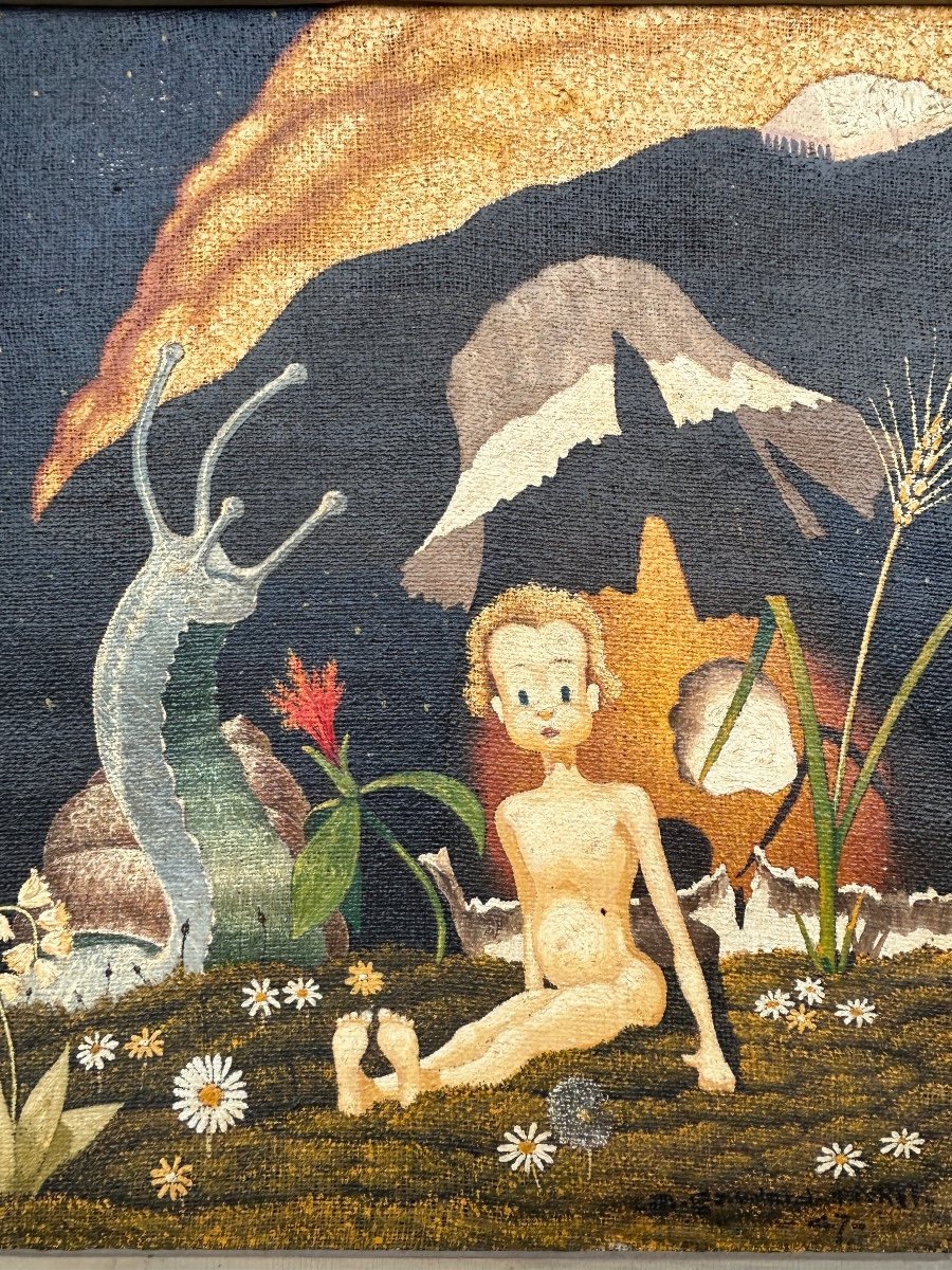 Alex Gaudard Michel - Jean De La Lune 1947 - Huile Sur Toile - Tableau - Peinture -photo-2