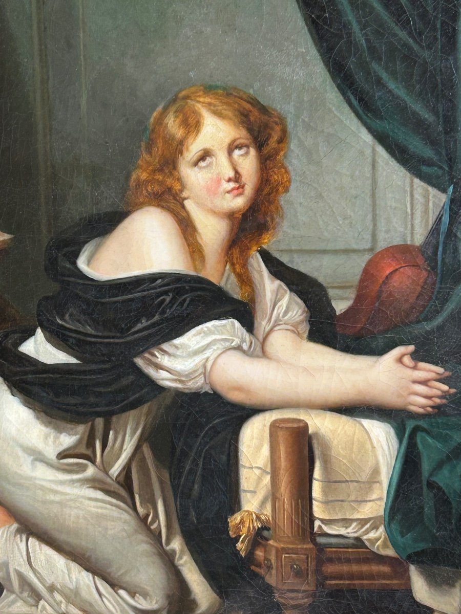 Ecole Française Du XIXe Siècle - d'Après Jean Baptiste Greuze - La Prière Du Matin-photo-2
