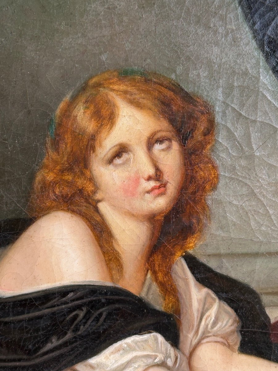 Ecole Française Du XIXe Siècle - d'Après Jean Baptiste Greuze - La Prière Du Matin-photo-4