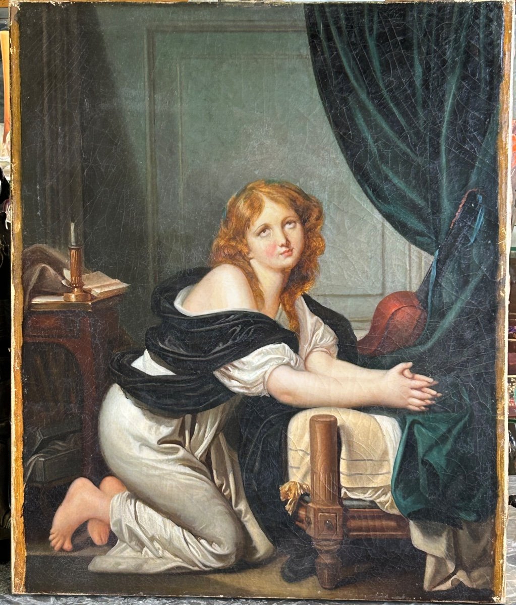 Ecole Française Du XIXe Siècle - d'Après Jean Baptiste Greuze - La Prière Du Matin