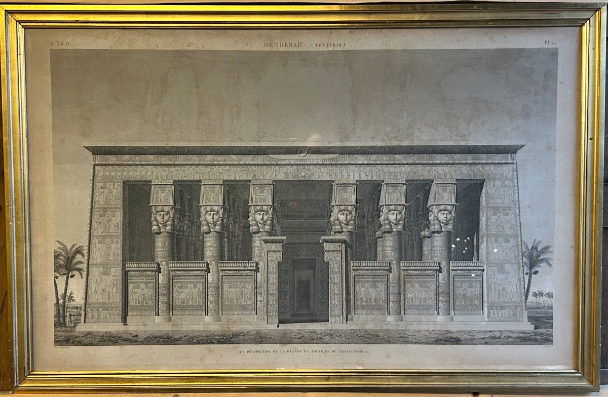 Rare Large Engraving Description Of Egypt During The Expedition Of The Napoleonic Army 1820