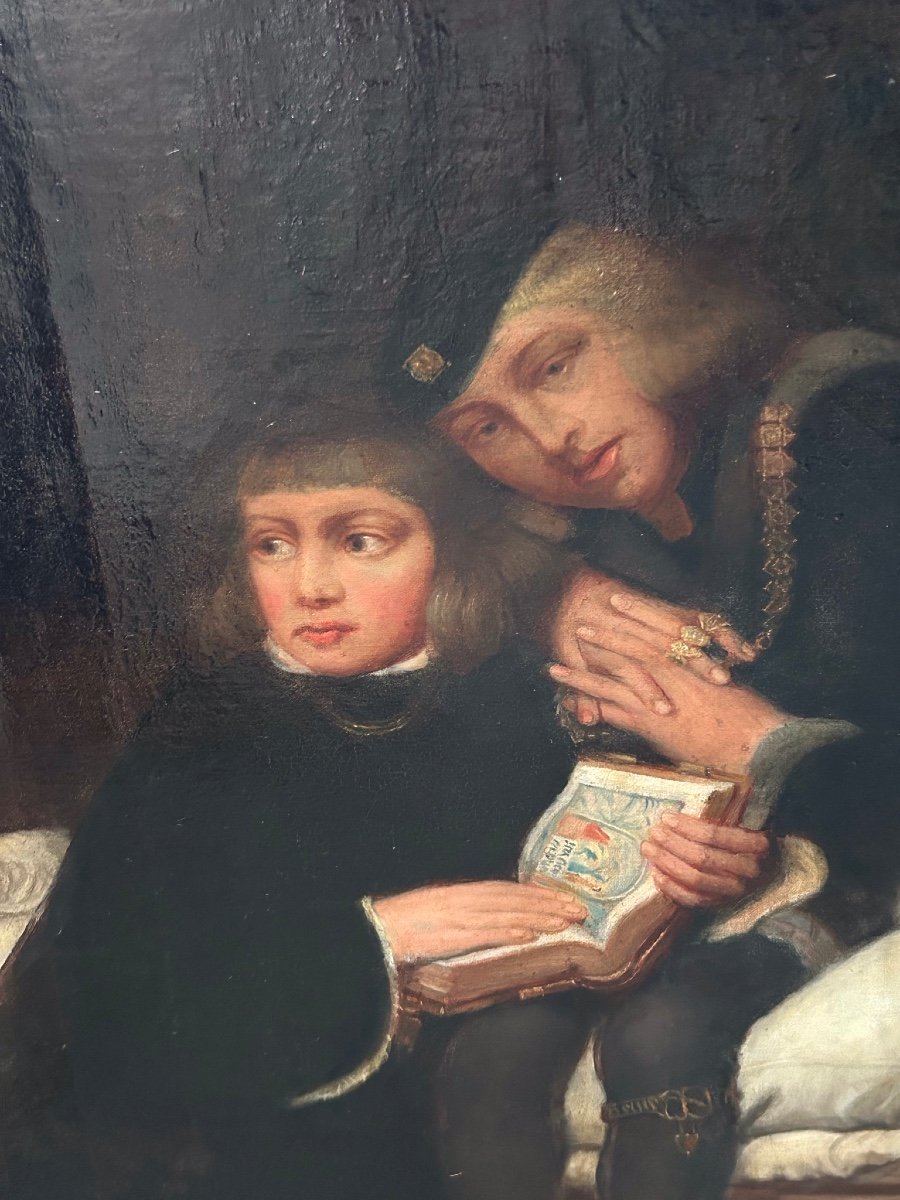 Paul Delaroche After - Oil Painting On Canvas Edward V And His Imprisoned Brother 19th Century-photo-3