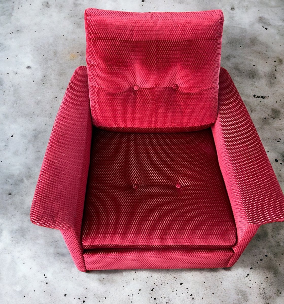 Pair Of Vintage Comfortable Armchairs In Fabrics Probably Italian From The 1950s-60s-photo-1