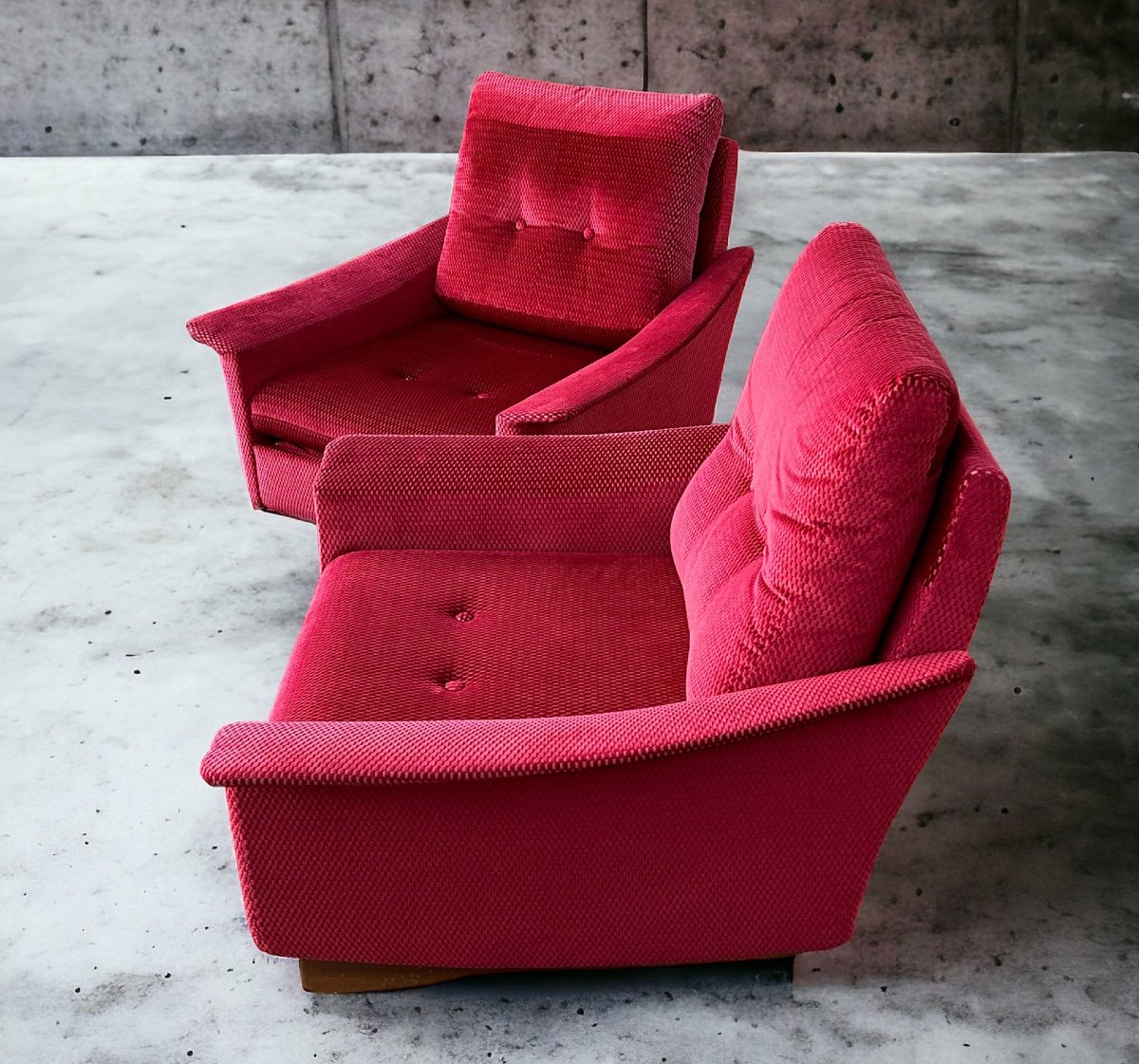 Pair Of Vintage Comfortable Armchairs In Fabrics Probably Italian From The 1950s-60s-photo-4
