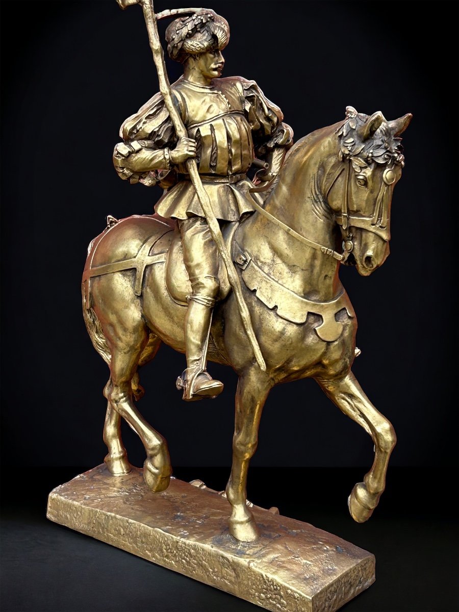 Emmanuel Frèmiet Paris (1824-1910) La Saint Hubert 1520 Grand Bronze Doré -photo-4
