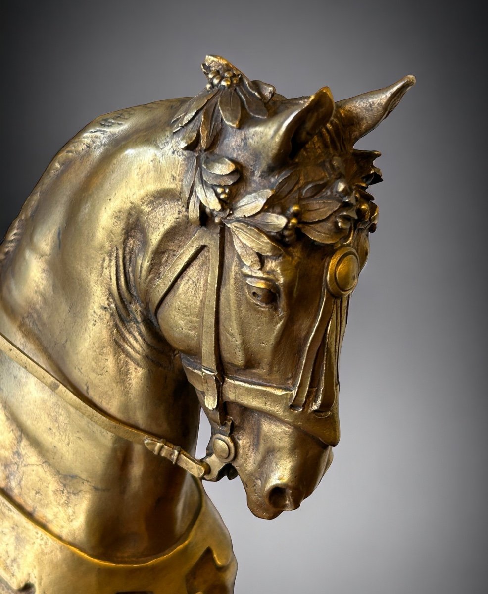 Emmanuel Frèmiet Paris (1824-1910) La Saint Hubert 1520 Grand Bronze Doré -photo-4
