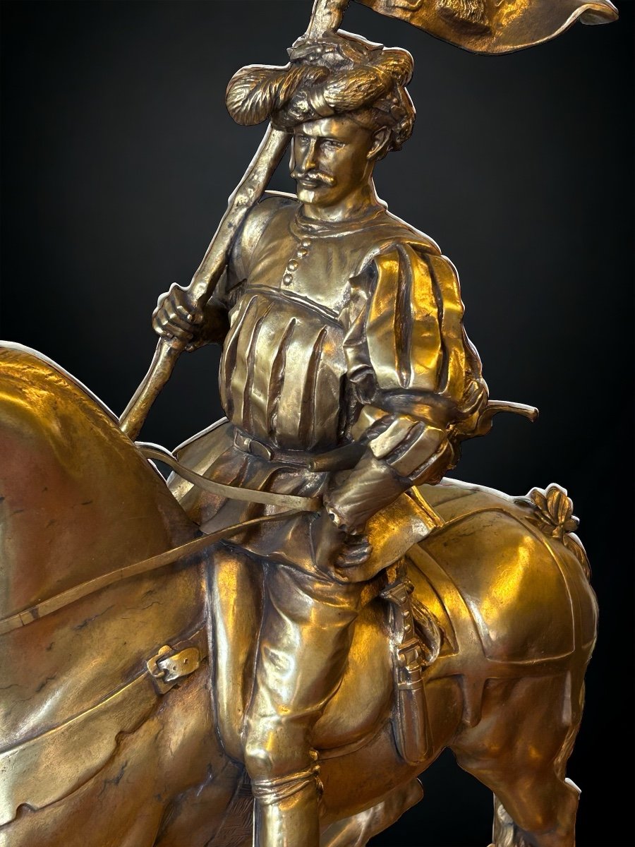 Emmanuel Frèmiet Paris (1824-1910) La Saint Hubert 1520 Grand Bronze Doré -photo-5