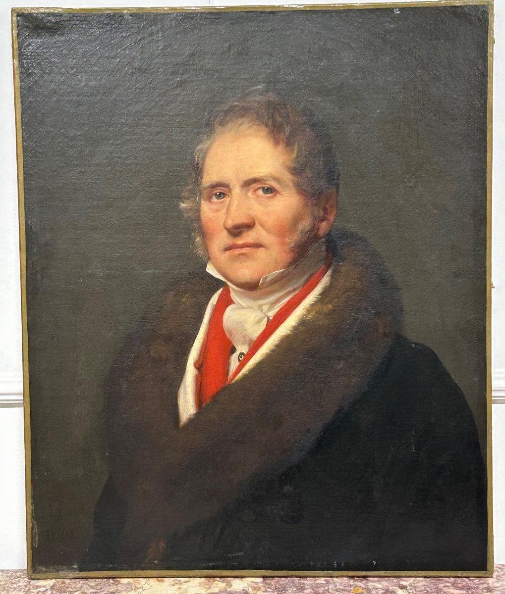 Louis Hersent (paris 1777-1860) Oil On Canvas Portrait Of Mr Edmond Garnier Deschênes (1770-?)