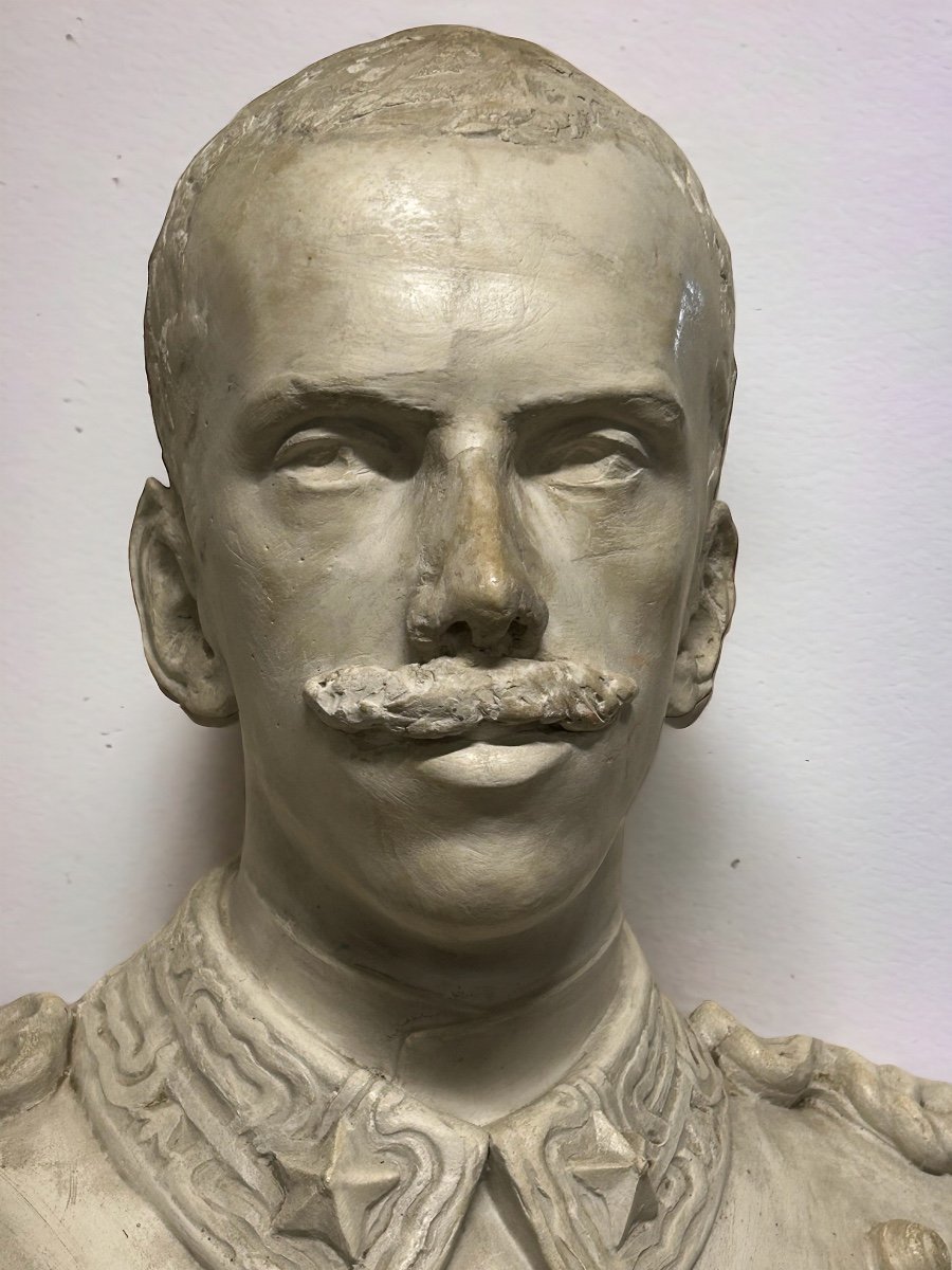 Humbert 1st King Of Italy (1844-1900) Large Plaster Bust Early 19th Century Humberto 1st -photo-2