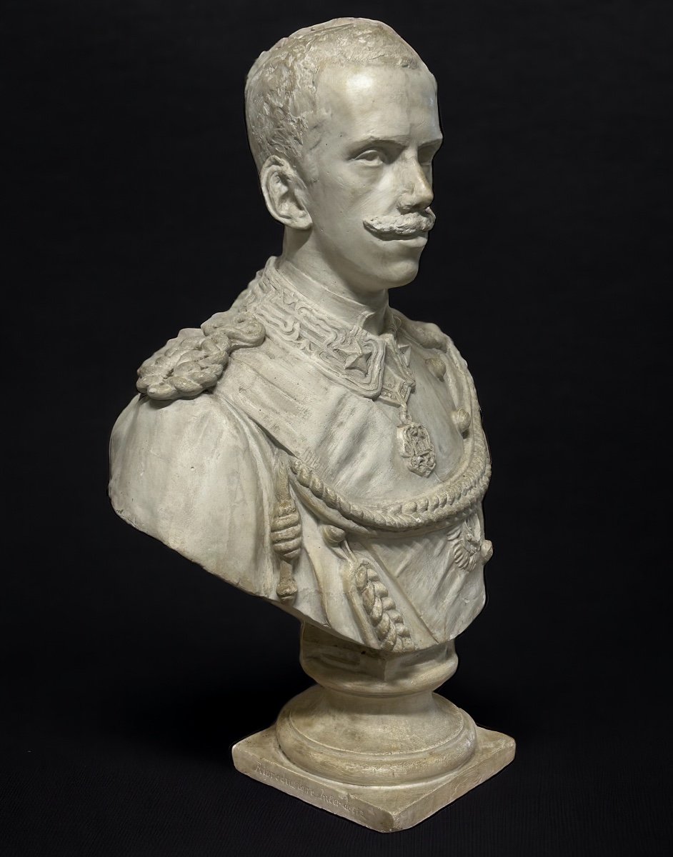 Humbert 1st King Of Italy (1844-1900) Large Plaster Bust Early 19th Century Humberto 1st -photo-4