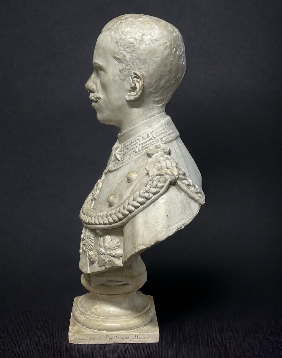 Humbert 1st King Of Italy (1844-1900) Large Plaster Bust Early 19th Century Humberto 1st -photo-3