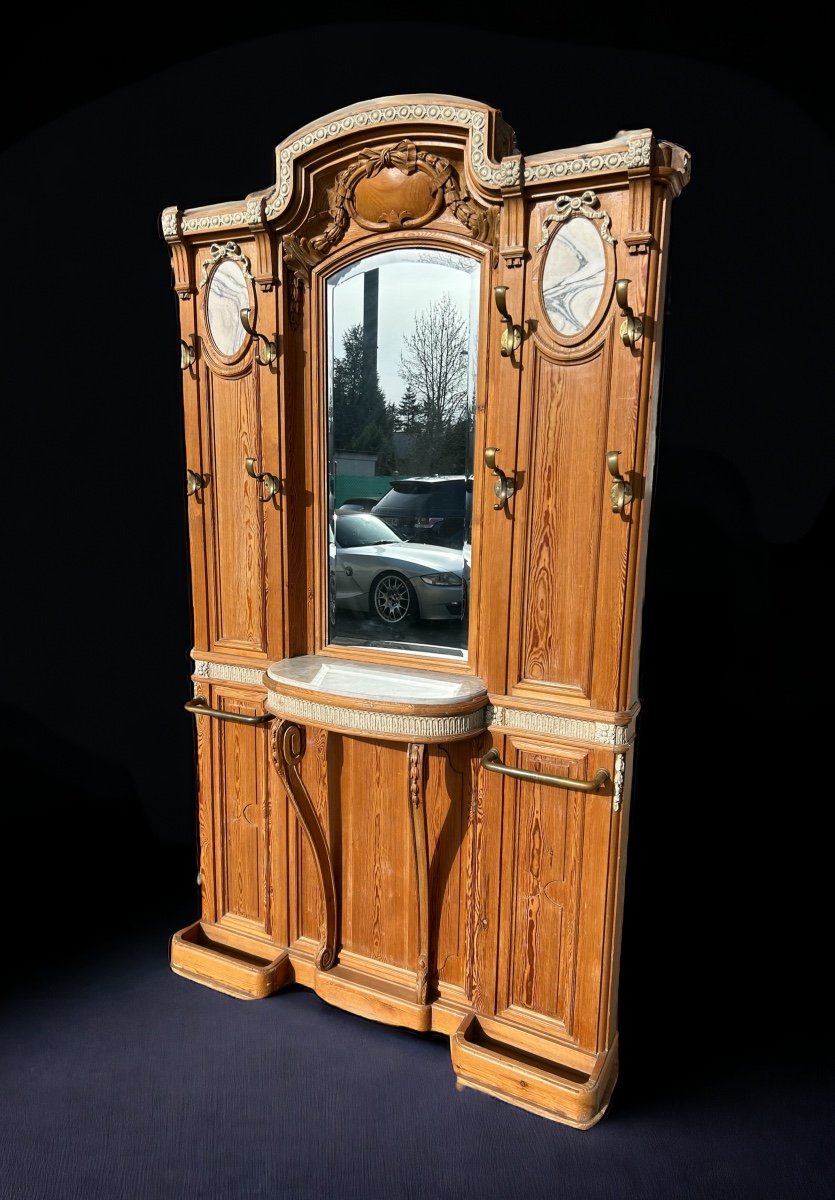 Large Cloakroom - Louis XVI Style Coat Rack In Pitchpin Late 19th Century -photo-4