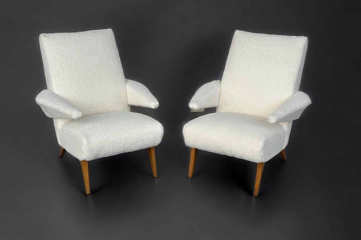 Pair Of Vintage Armchairs From The 1950s-60s Refurbished -photo-3