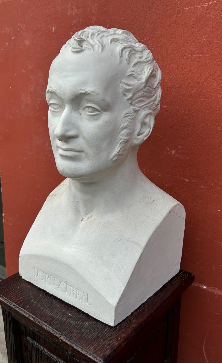 Baron Guillaume Dupuytren (1777- 1835) Buste De Bibliothèque En Plâtre - Anatomiste, Chirurgien N°5-photo-1