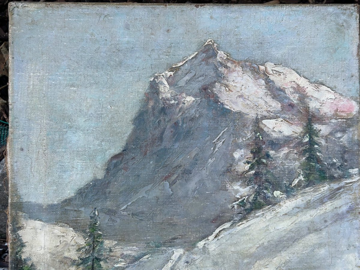 Clément Castelli (1870-1959) Huile Sur Toile Paysage De Montagne Début XXéme Siècle -photo-3