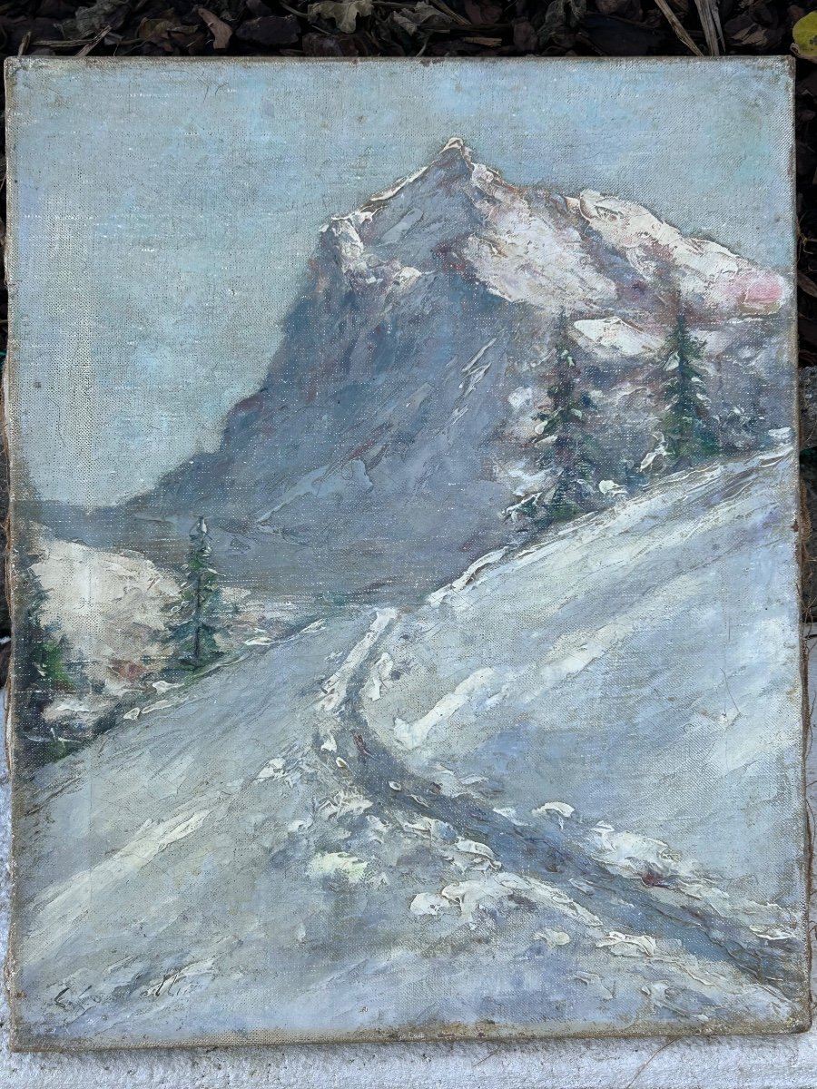 Clément Castelli (1870-1959) Huile Sur Toile Paysage De Montagne Début XXéme Siècle -photo-5