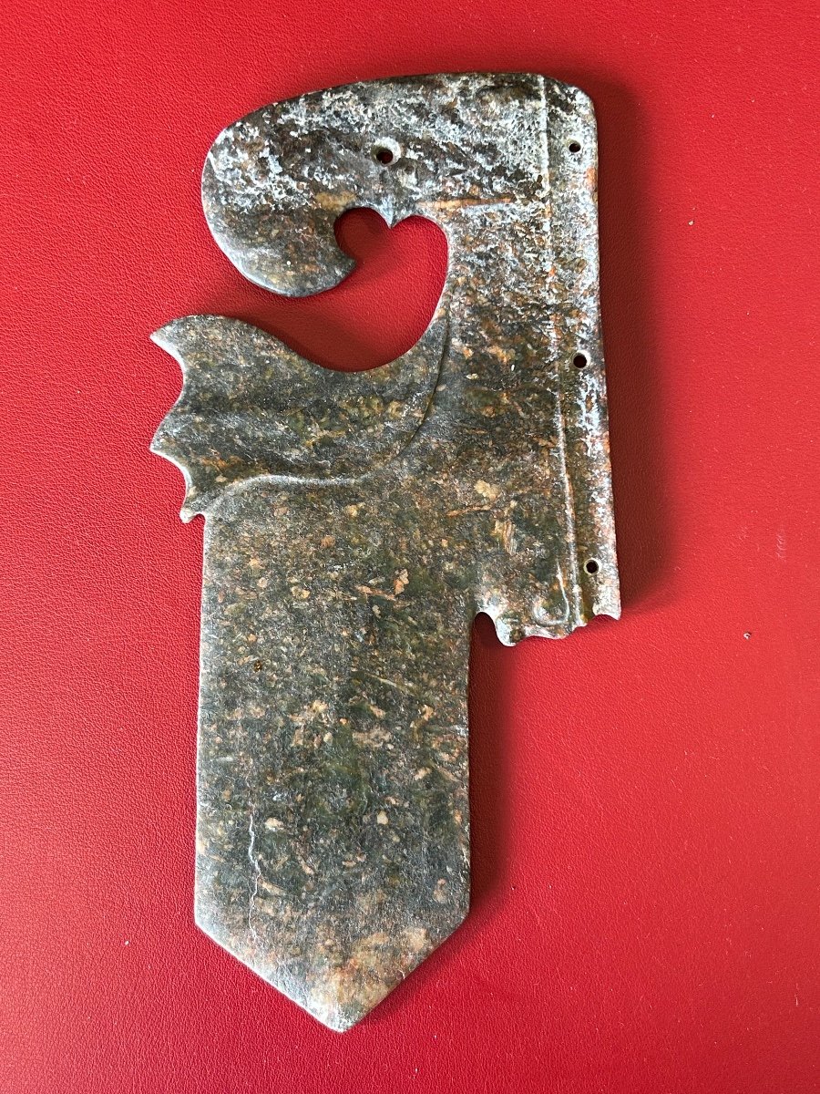 Couteau En Pierre Taillée Et Sculptée Style Archaïque Chine 