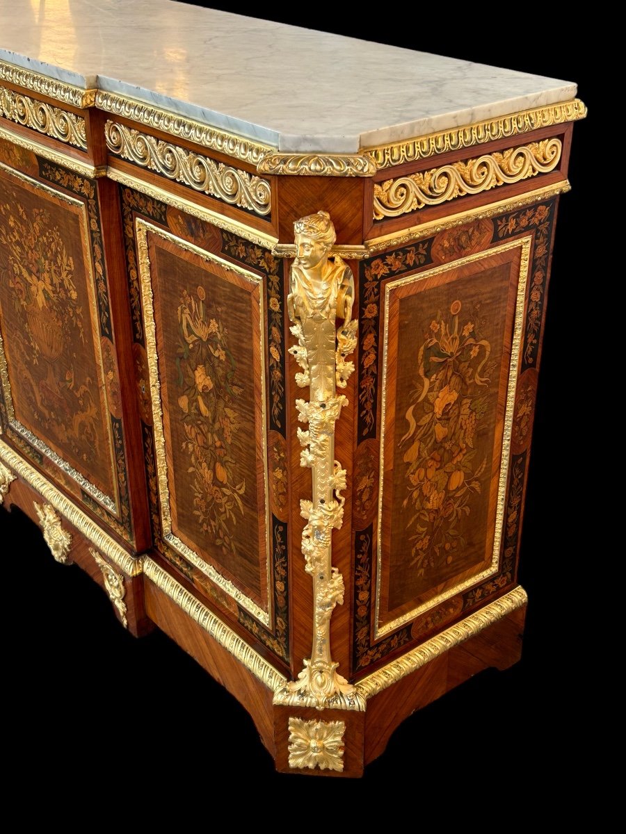Buffet Height Support - Sideboard Three Doors Napoleon III Period Stamped By Monbro Aîné-photo-3