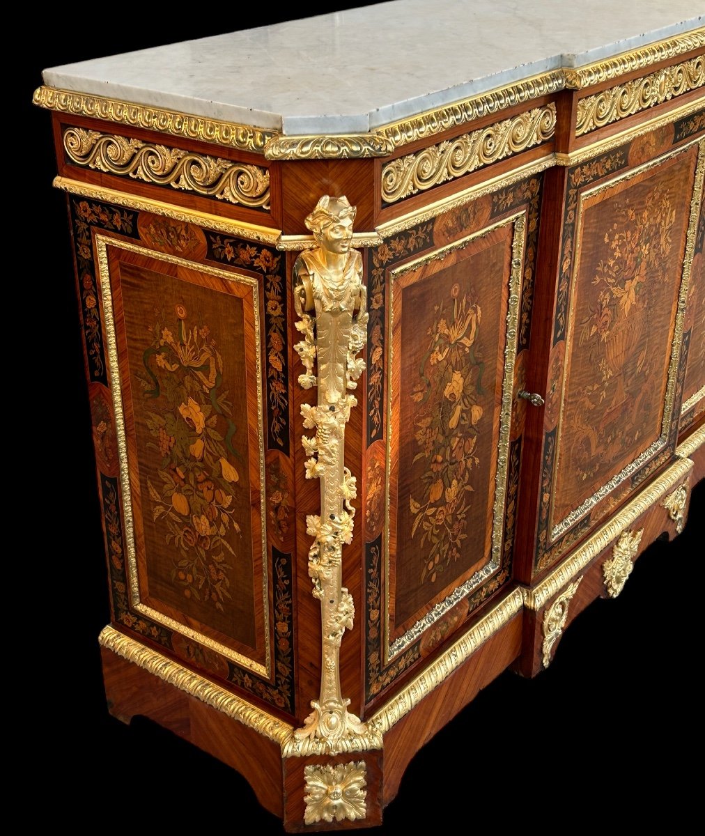 Buffet Height Support - Sideboard Three Doors Napoleon III Period Stamped By Monbro Aîné-photo-4