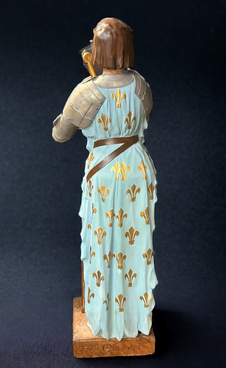 Large Polychrome Plaster Sculpture - Joan Of Arc Early 20th Century H 130 Cm-photo-6