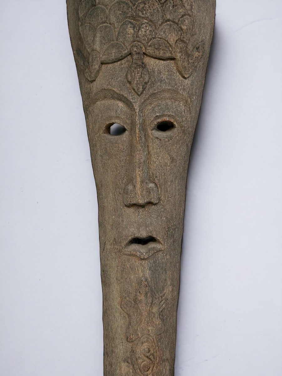 Important Vintage Tribal Mask Tiki Hut Totem - Bali Polynesian Sculpture H 234 Cm-photo-2