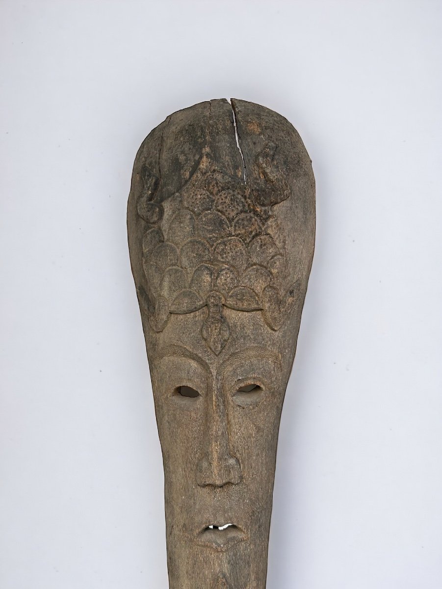 Important Vintage Tribal Mask Tiki Hut Totem - Bali Polynesian Sculpture H 234 Cm-photo-3