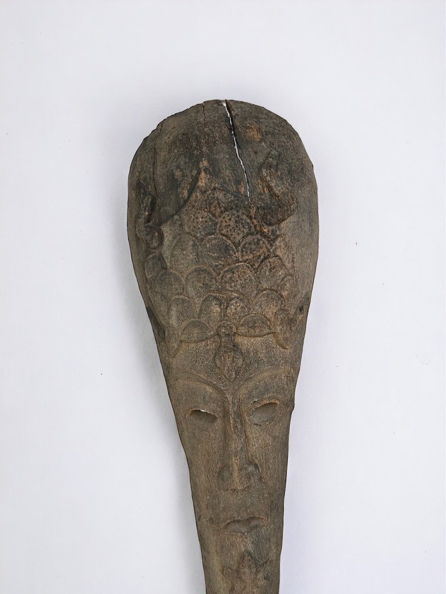 Important Vintage Tribal Mask Tiki Hut Totem - Bali Polynesian Sculpture H 234 Cm-photo-3