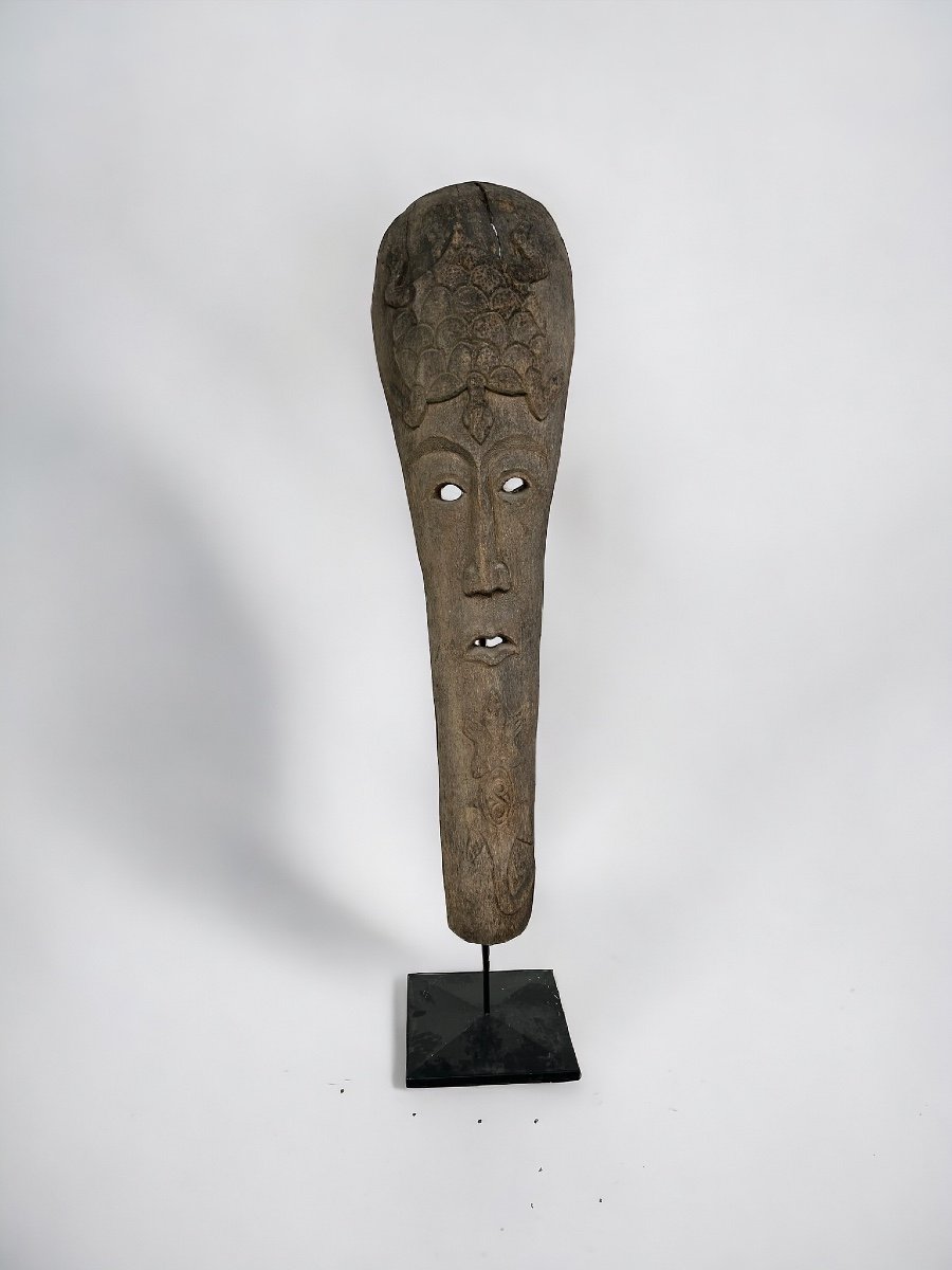 Important Vintage Tribal Mask Tiki Hut Totem - Bali Polynesian Sculpture H 234 Cm-photo-4