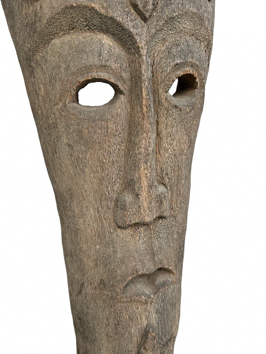 Important Vintage Tribal Mask Tiki Hut Totem - Bali Polynesian Sculpture H 234 Cm-photo-5