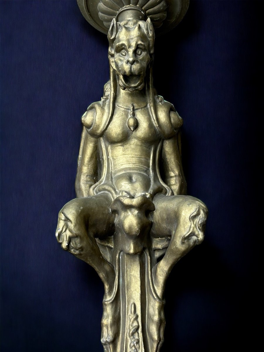 Large Pair Of Sconces In Wood And Gilded Boiled Cardboard Late 19th Century H 85 Cm-photo-1