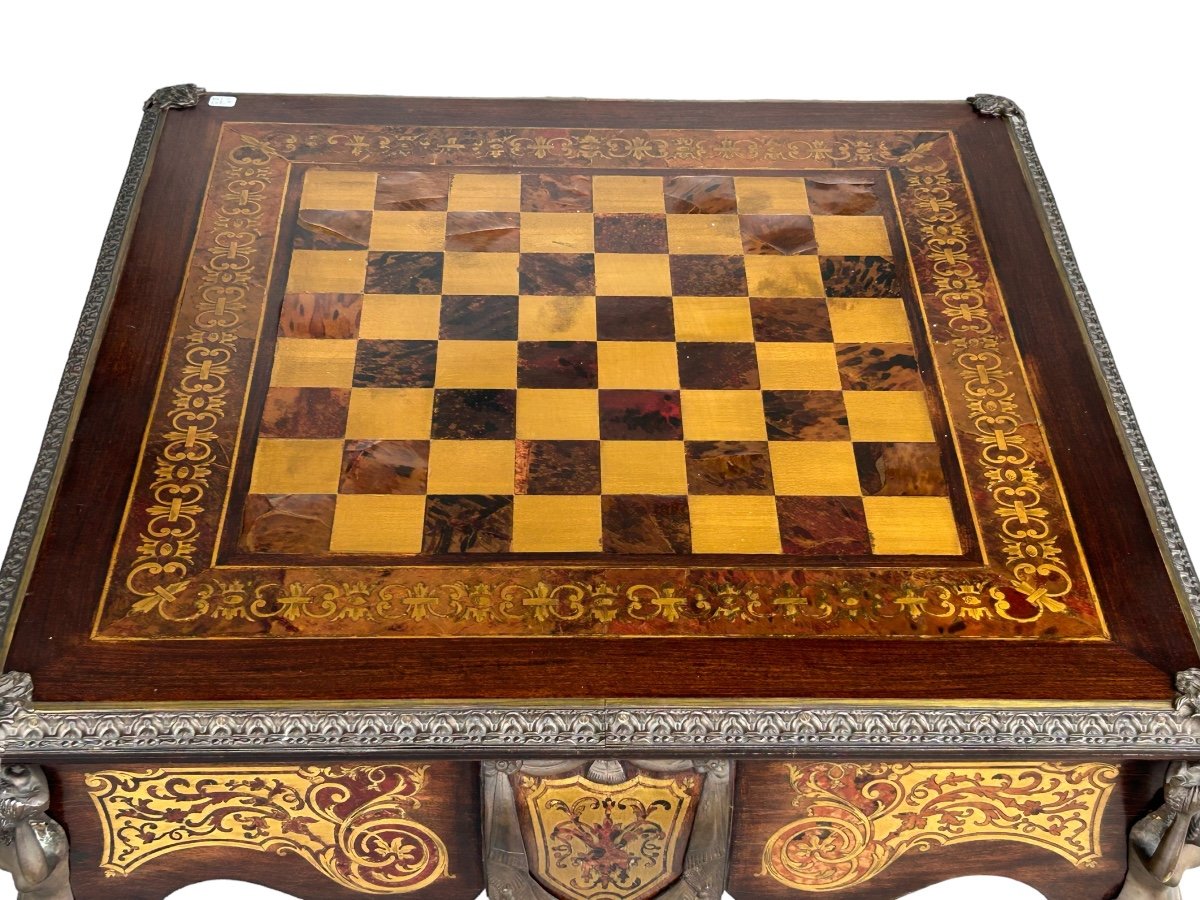 Louis XV Style Games Table Boulle Marquetry From The 20th Century -photo-4