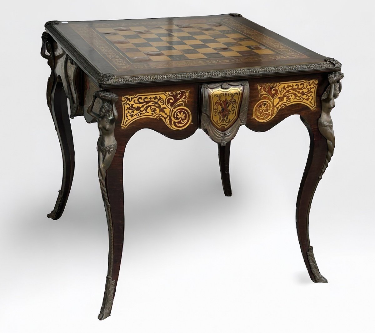 Louis XV Style Games Table Boulle Marquetry From The 20th Century 
