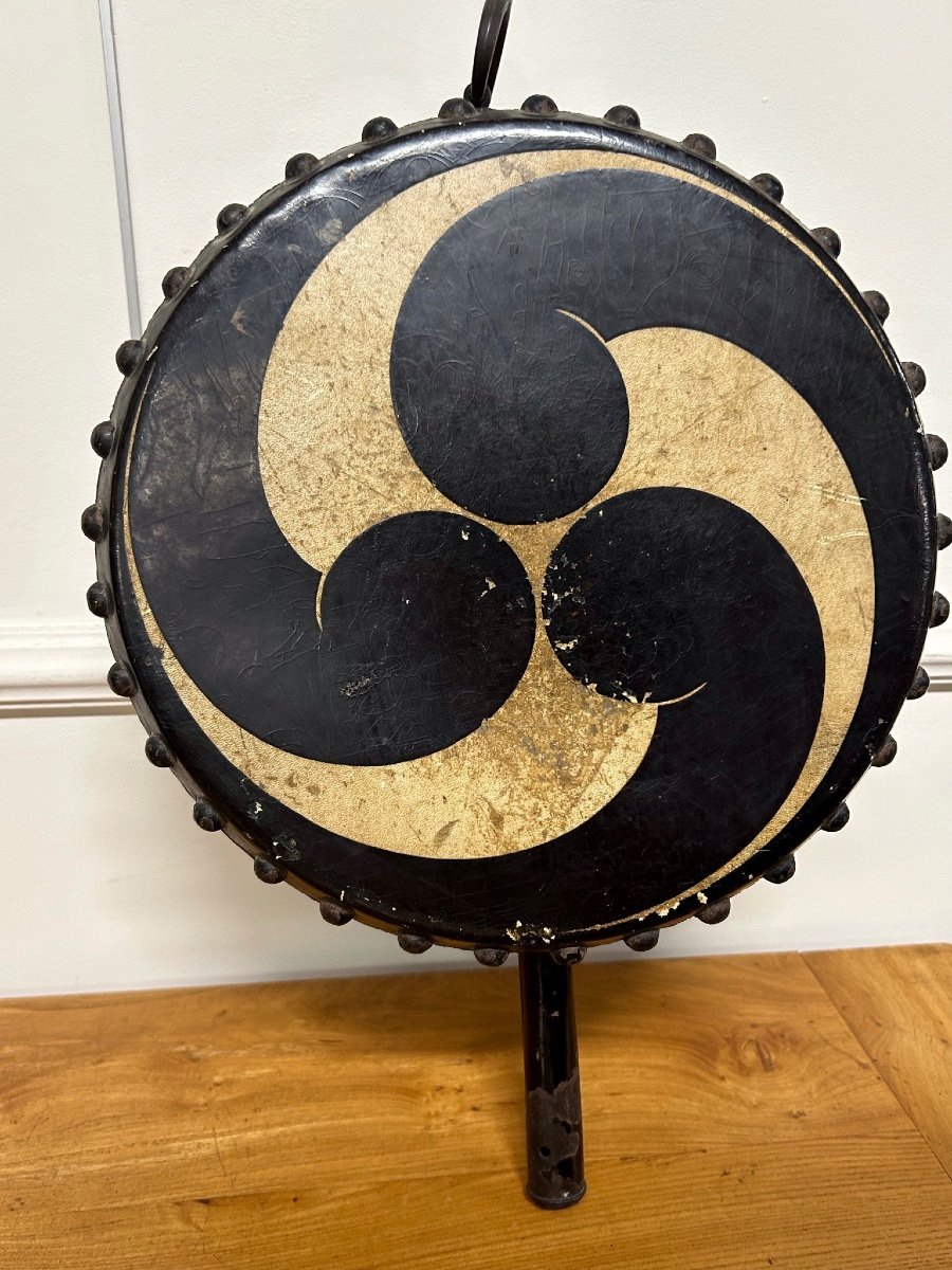 Rare Et Ancien Tambour - Tambourin - Gong - Art Du Japon époque Meiji  Laque Doré XIXéme Siècle-photo-6