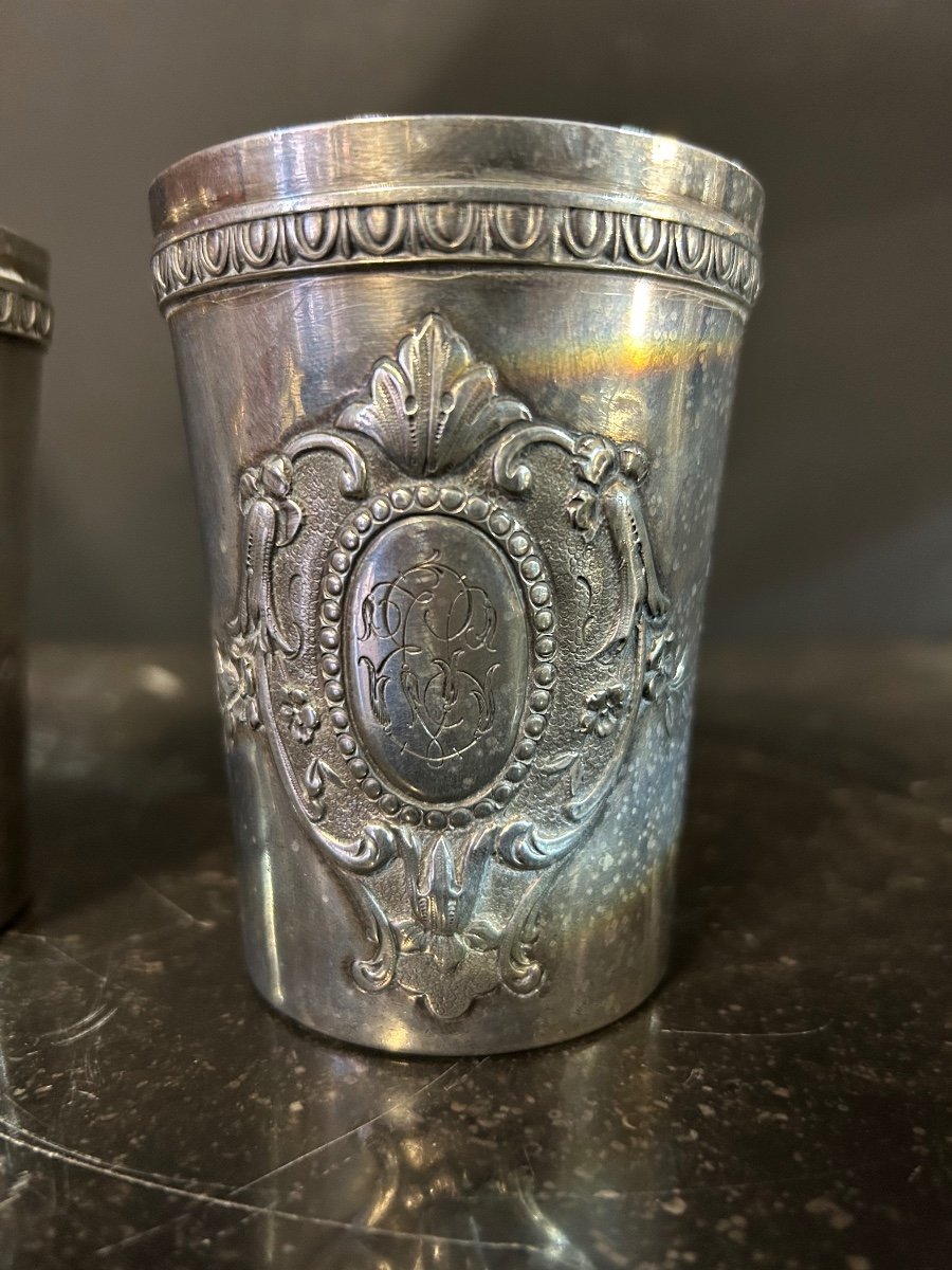 Pair Of Timpani In Sterling Silver With Napoleon III Minerva Hallmark - Weight: 345 Gr-photo-4