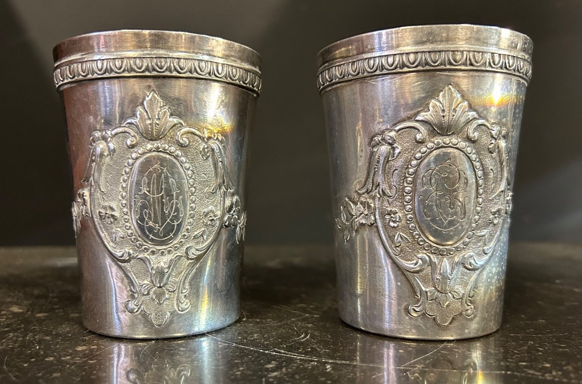 Pair Of Timpani In Sterling Silver With Napoleon III Minerva Hallmark - Weight: 345 Gr
