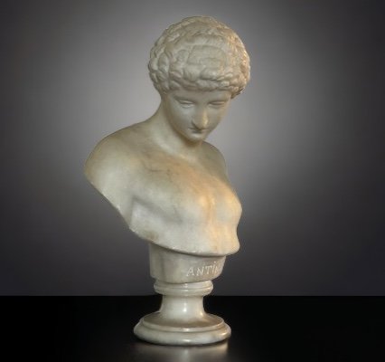 Buste De L’antinoüs Du Capitole En Albâtre Début XXéme Siècle - Art Romain antique-photo-2