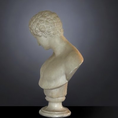 Buste De L’antinoüs Du Capitole En Albâtre Début XXéme Siècle - Art Romain antique-photo-1