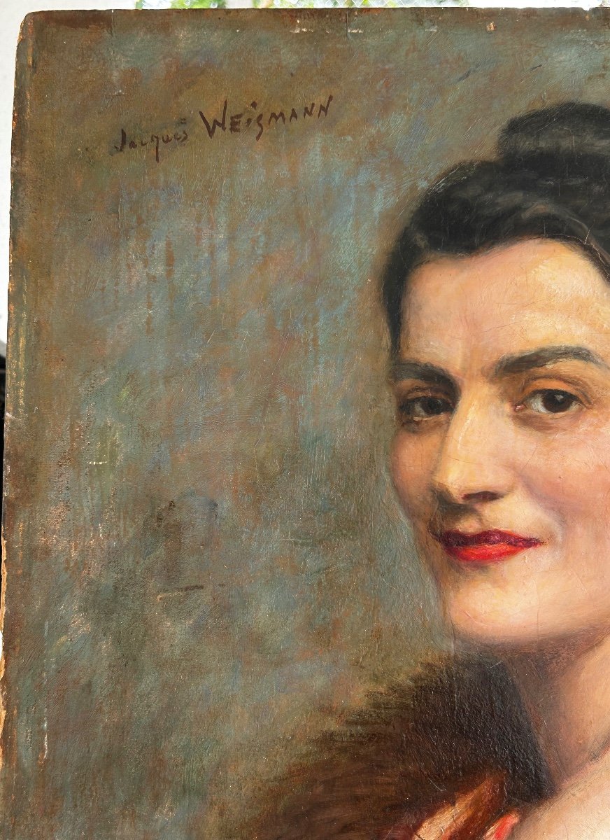 Jacques Weismann (1878-1962) Portrait De Femme Art Déco - Huile/carton-photo-3