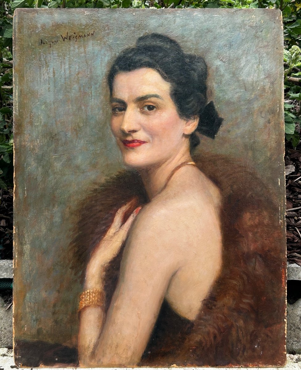 Jacques Weismann (1878-1962) Portrait De Femme Art Déco - Huile/carton