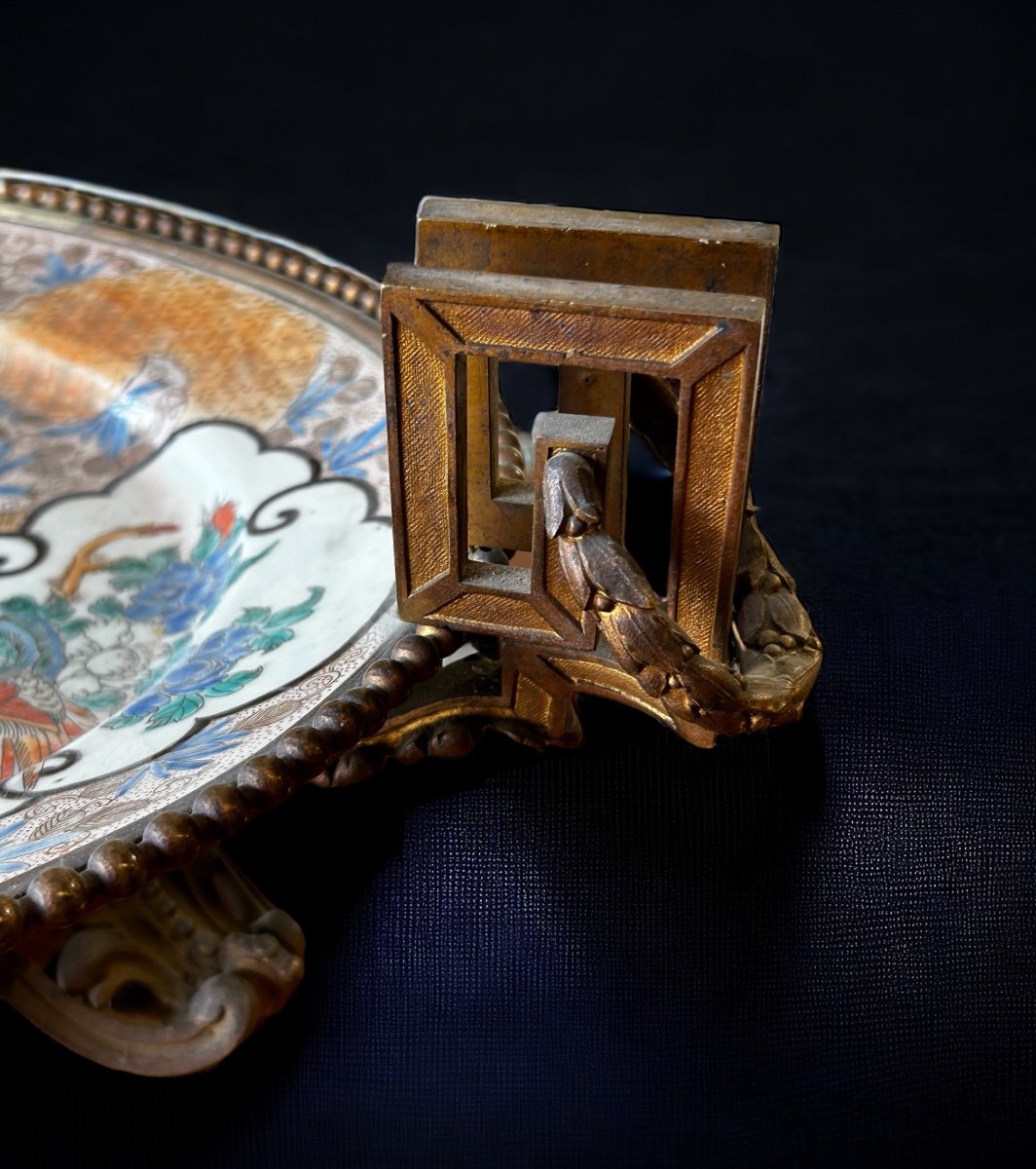 Grand Plat Japonais Montés En Bronze De Style Louis XVI  Napoléon III - Japon XIXéme L 56cm-photo-3