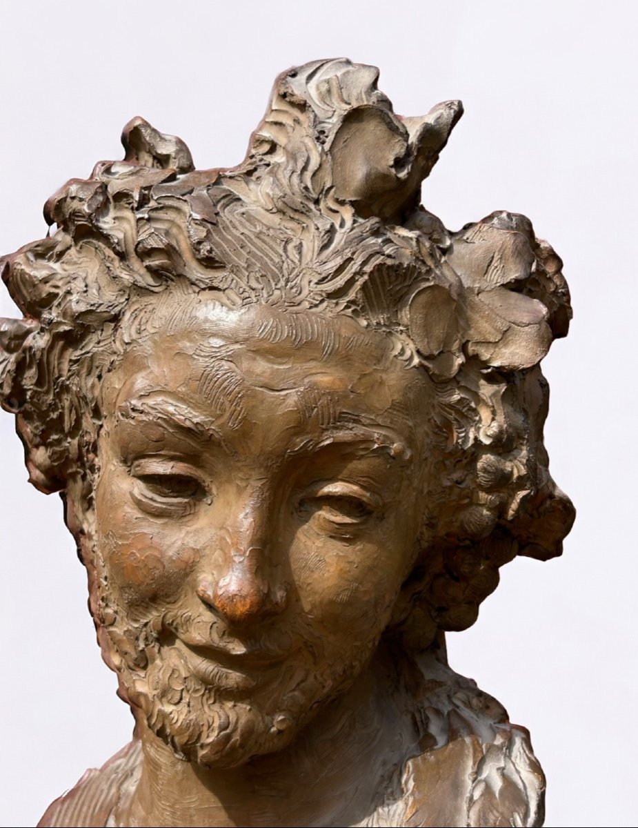 Fernando Ciancianaini (1889-1954) Original Terracotta Sculpture - Bust Of Young Man -photo-5