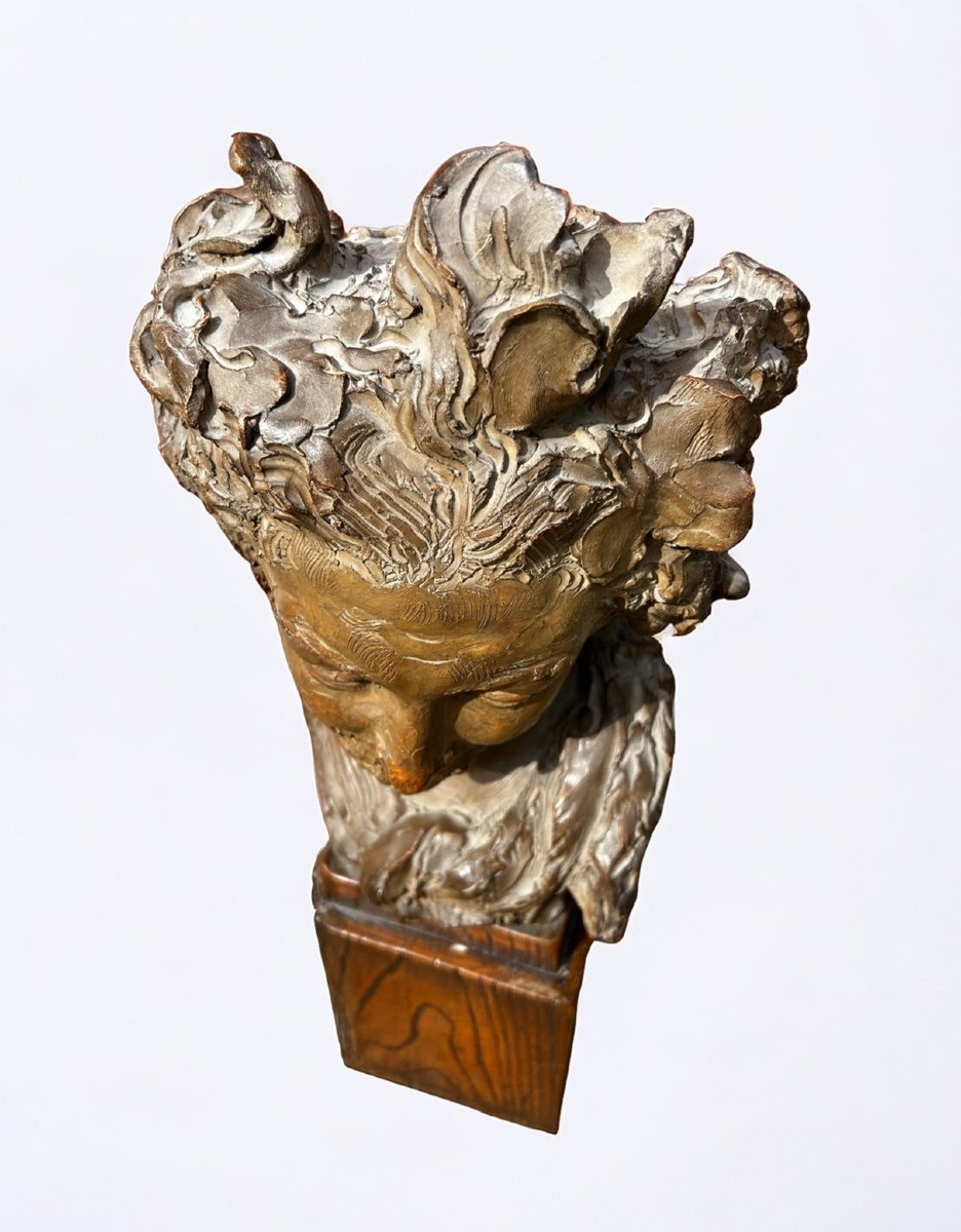 Fernando Ciancianaini (1889-1954) Original Terracotta Sculpture - Bust Of Young Man -photo-7