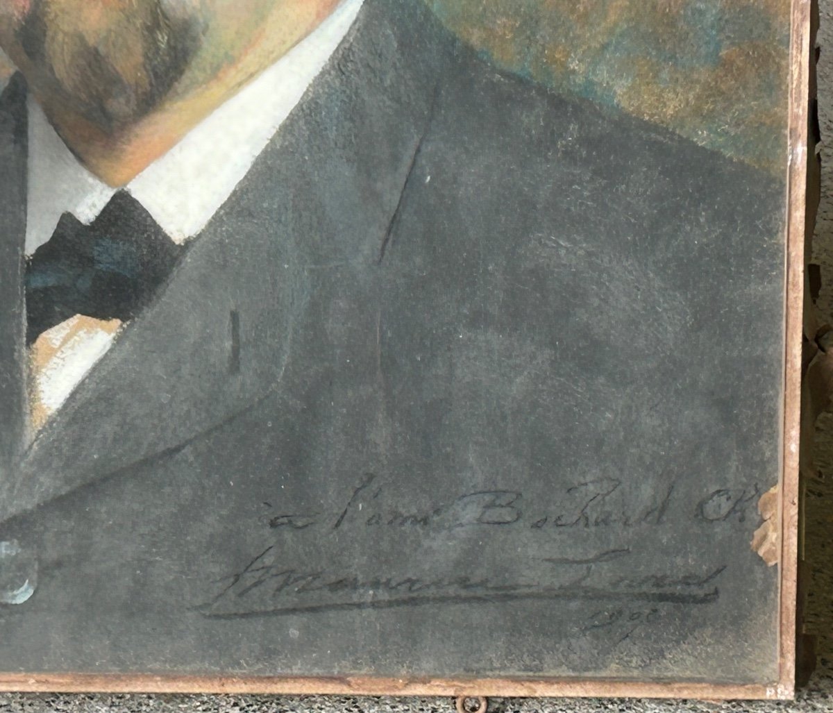 François Maurice Lard (1864-1908) Portrait - Pastel Signed Dated 1904-photo-2