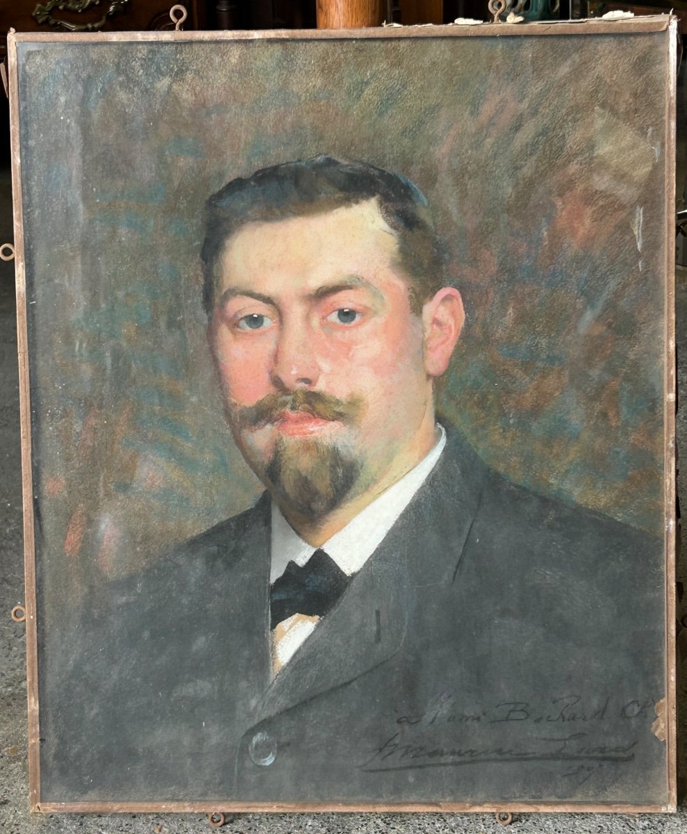 François Maurice Lard (1864-1908) Portrait - Pastel Signed Dated 1904-photo-3