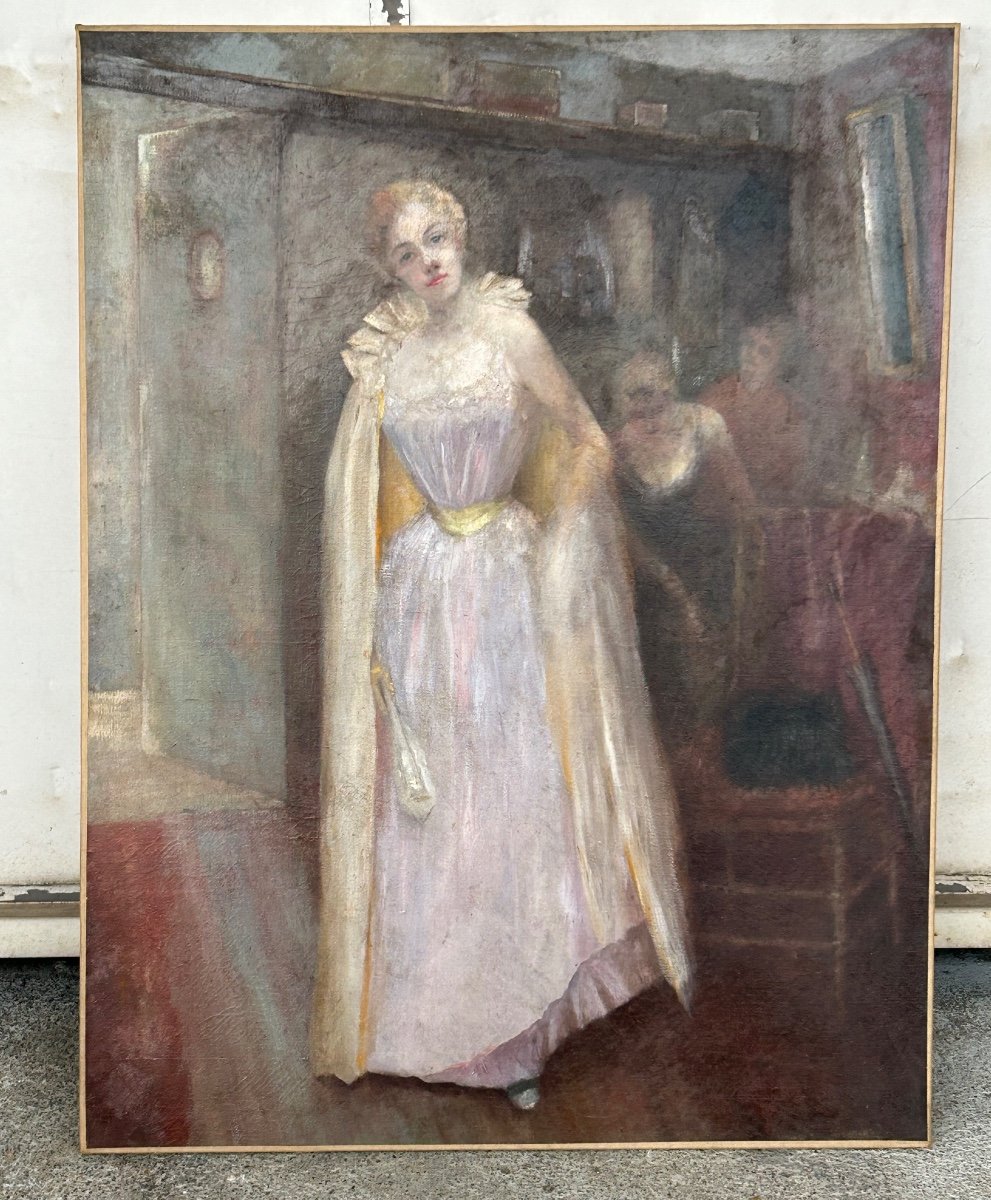 Grand Tableau Huile Sur Toile Fin XIXéme Non Signé H 116 Cm-photo-7
